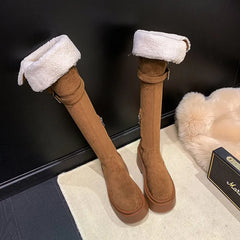 LBSFY  -  New Faux Suede Warm Winter Boots Women Thick Fur Thigh High Snow Boots Platform Over The Knee Boots Ladies Long Shoes
