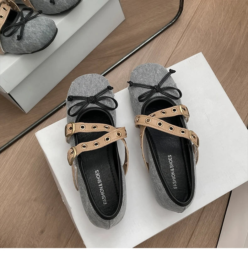 LBSFY -Autumn Design Butterfly-knot Women Ballet Style Flats Concise Shallow Shoes Ladies Outdoor Comfort Mary Jane Shoes