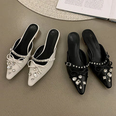 LBSFY  -  Summer Fashion Jewel Slipper Women Flats Pointed Toe Slides Female Slingback Shoe Dress Rhinestone Luxury Designer Sandals Women
