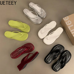 LBSFY  Summer Wedges Heel Women Flip Flop Fashion Clip Toe Slippers Shoes Beach Vacation Female Slides