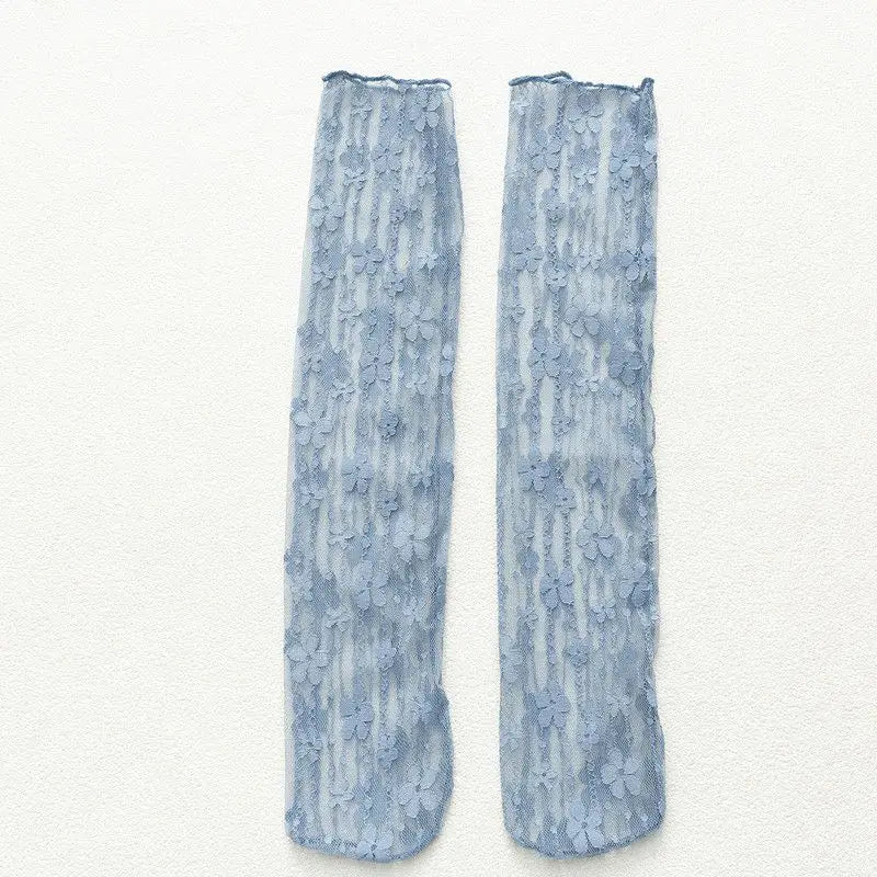 Lbsfy Women Lace Flower Hollow-Out Socks Retro Lolita Cute Summer Thin Middle Tube Transparent Socks Sweet Breathable Designer Socks