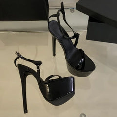 Lbsfy Platform Sandals Women Buckle Strap Party Stripper Super High Heels Ladies 16CM Open Toe Thin Heels Designer Woman Shoes