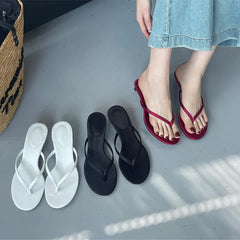 LBSFY -Summer Thin High Heel Women Slipper Fashion Narrow Band Slip On Ladies Flip Flop Outdoor Dress Sandal Slides Shoes Muje