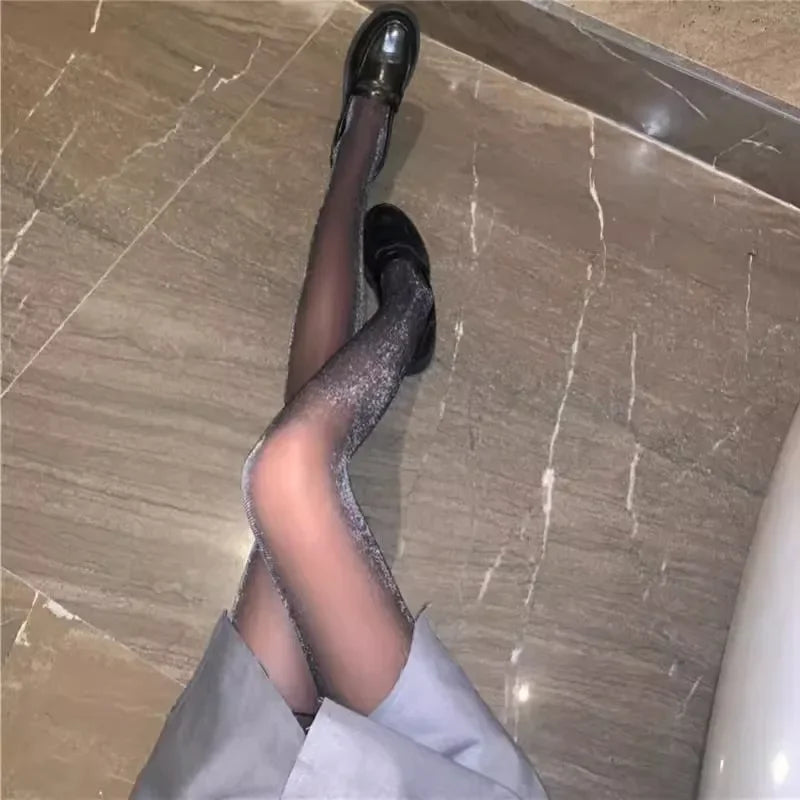 Lbsfy Shiny Silk Pantyhose Transparent Tights for Women Underwear Glitter Bright Hosiery Ladies Slim Thigh High Panty Stockings