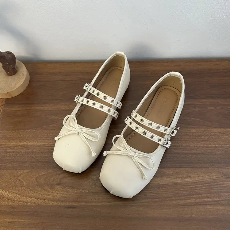 LBSFY -2025 Hot Selling Square Toe Butterfly-knot Women Mary Jane Shoes Ladies Soft Sole Dress Flats Casual Street Style Ballet Shoes