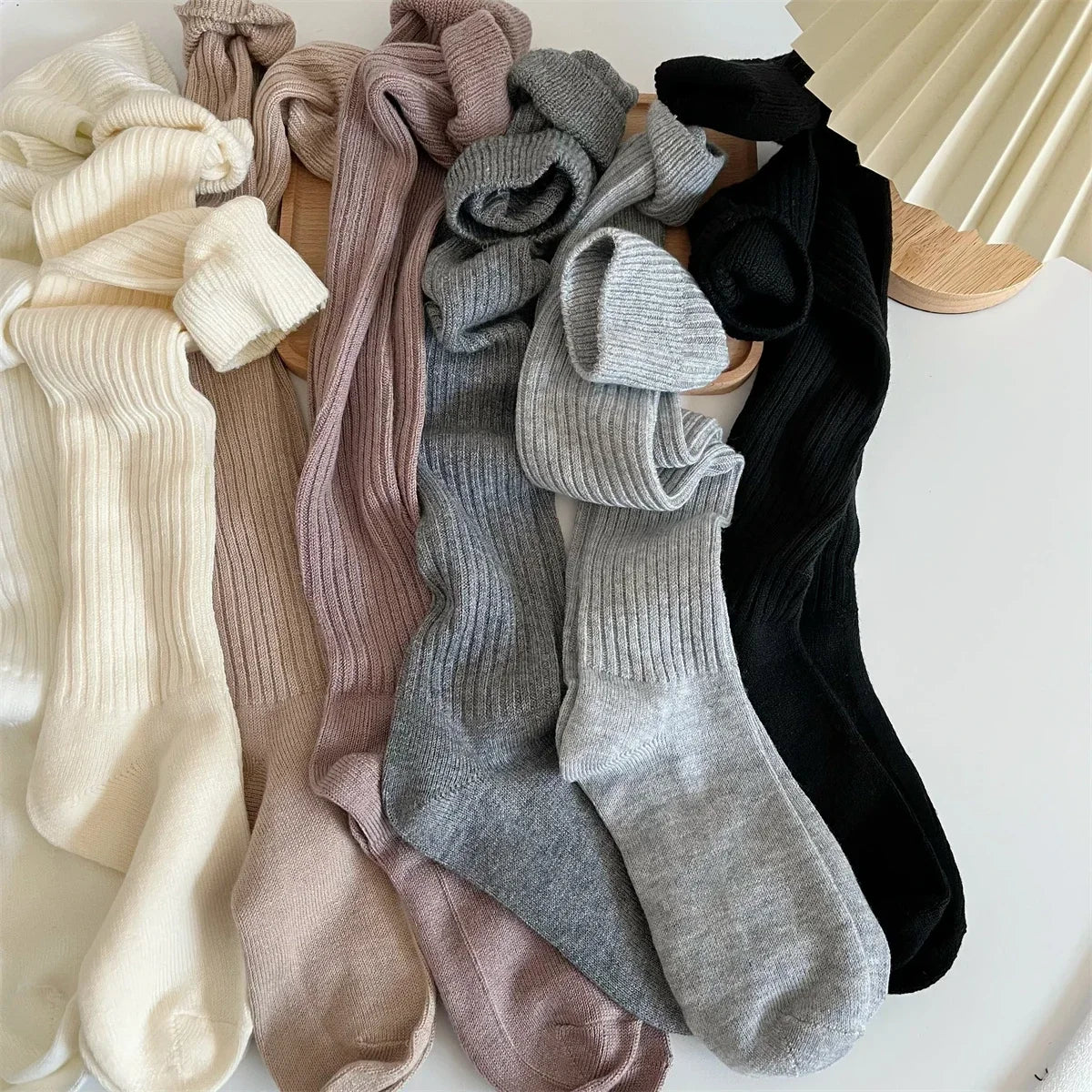 Lbsfy Soft Wool Long Socks Women Autumn Winter Cashmere Solid Knitted Stocking Skinny Casual Knee High Fluffy Warm Thicken Girls Socks