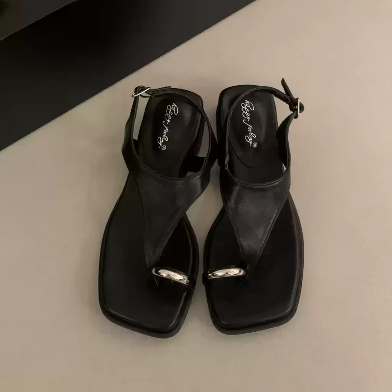 LBSFY - Summer Women Sandals Fashion Narrow Band Ladies Casual Sandals Wedges Heel Outdoor Dress Gladiator Shoes Beach Slippers