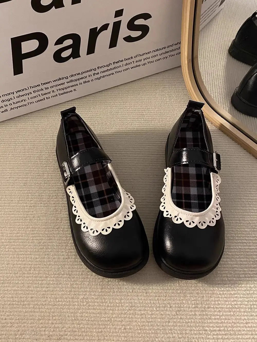 LBSFY -Woman Pumps Gothic Shoes for Women Kawaii Mary Jane Evening Black Cute Low Heel Elegant Japanese Style Lolita Round Toe L Korean