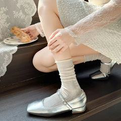 Lbsfy 1pair Spring Women Heart Hollow Out Lolita Style Cute Socks Thin Middle Tube Socks for Girl Sweet Soft Designer Loose Socks