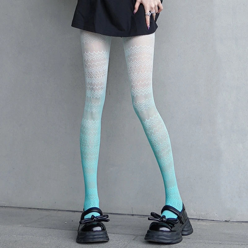 Lbsfy Gradient Female Thin Tights Fashion Lolita Cosplay Girls Pantyhose Women Candy Colors Long Stockings Summer Colorful Leggings