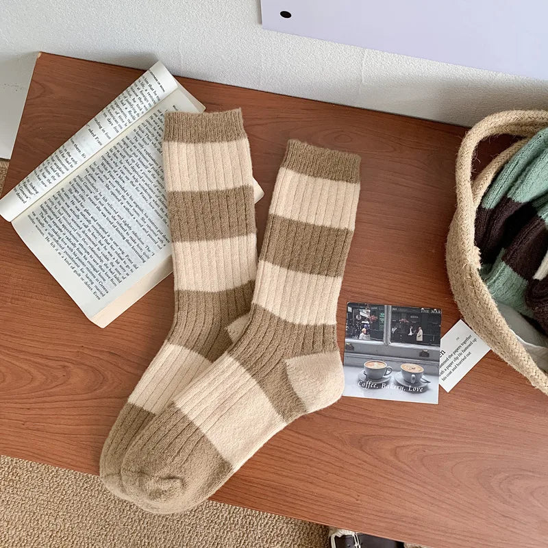 Lbsfy Wool Women's Crew Socks Trendy Casual Cotton Mixed-Color Short Socks Female Breathable Creative Girl Fashion Socks Calcetines