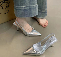 LBSFY   Summer Pointed Toe Women Sandals Fashion Shallow Singbacks Shoes Ladies Dancing Party Pumps