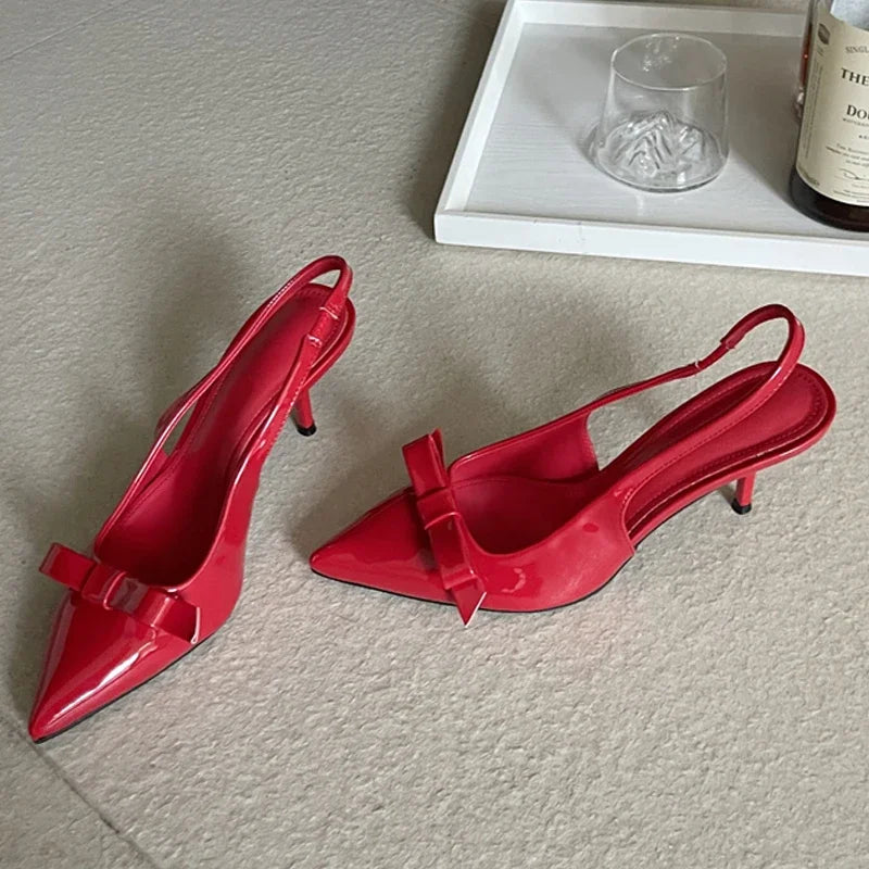 LBSFY  -  New Design Slingbacks Butterfly-knot Women Pumps Sexy Pointed Toe Thin Heels Stripper Party Shoes Large Size 35-43