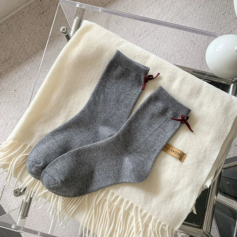 Lbsfy Women Socks Korean Style New Fashion Comfortable Casual Cute Socks Female Bow Kawaii Warm Loose Socks For Girls Cartoon Trendy