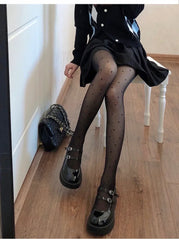 Lbsfy Stockings Woman Spring/Summer Thin Lolita Pantyhose Tights Black Love Dot Sexy Lingeries for Woman