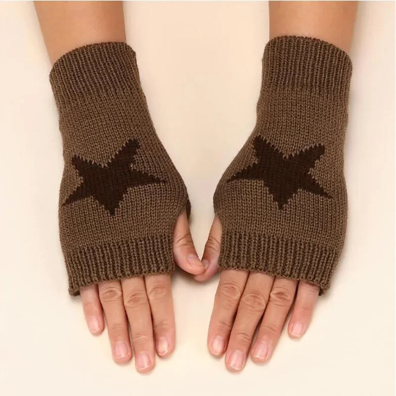 Lbsfy Knitted Half Finger Gloves Women's Warm Soft Winter Mittens for Girl Guantes Y2K Sleeve Girls Lolita Goth Fingerless Gloves