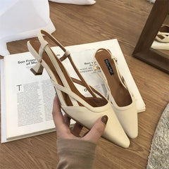 LBSFY -Women Flats Heel Slingback Sandals Slip On Shallow Mules Shoes Pointed Toe Female Office Lady Work Shoes Mujer