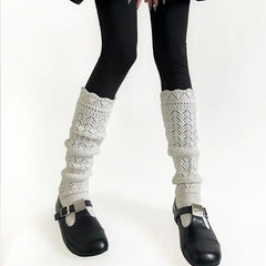 Lbsfy Winter Wool Warm Calf Socks Knitted Mid Calf Socks Women White Cotton SocksLeg Warmers Y2k Japanese Pantyhose JK Boots Cover