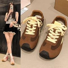 LBSFY -Retro Ugly Adorable Women's Dequn Shoes Spring Summer New Style Student Heightening Casual Board Shoes Color Block Sports Agan S