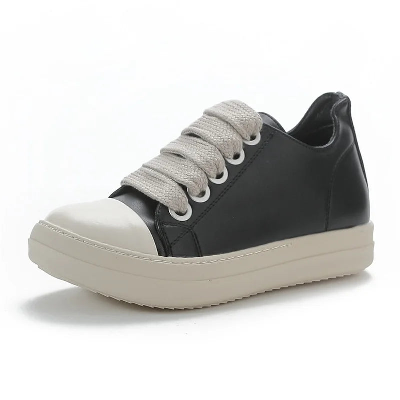 Lbsfy New Women Sneakers High-top Flat Casual Sport Shoes With Thick Lace Up European And American Style Unisex Couple Shoes