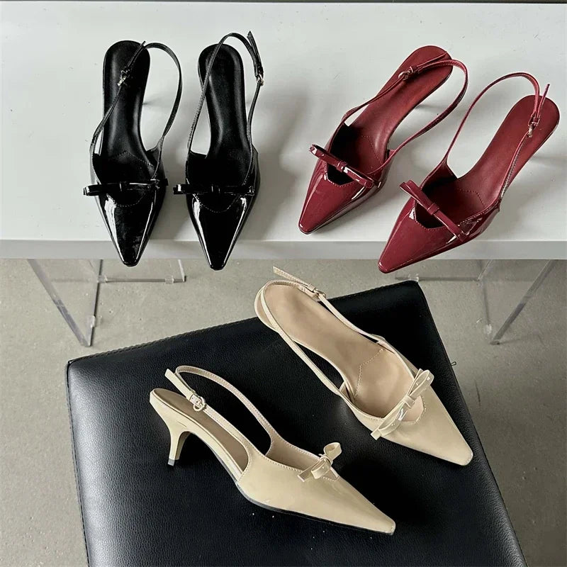 LBSFY -Fashion Slingbacks Pointed Toe Woman Pumps Sandals Elegant Wedding Party Buckle Strap Thin Heels Female Shoes