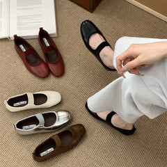 LBSFY -New Fashion Autumn Women Flat Heel Shoes Fashion Round Toe Shallow Slip on Mary Jane Shoes Soft Flat Casual Dress Single Shoes