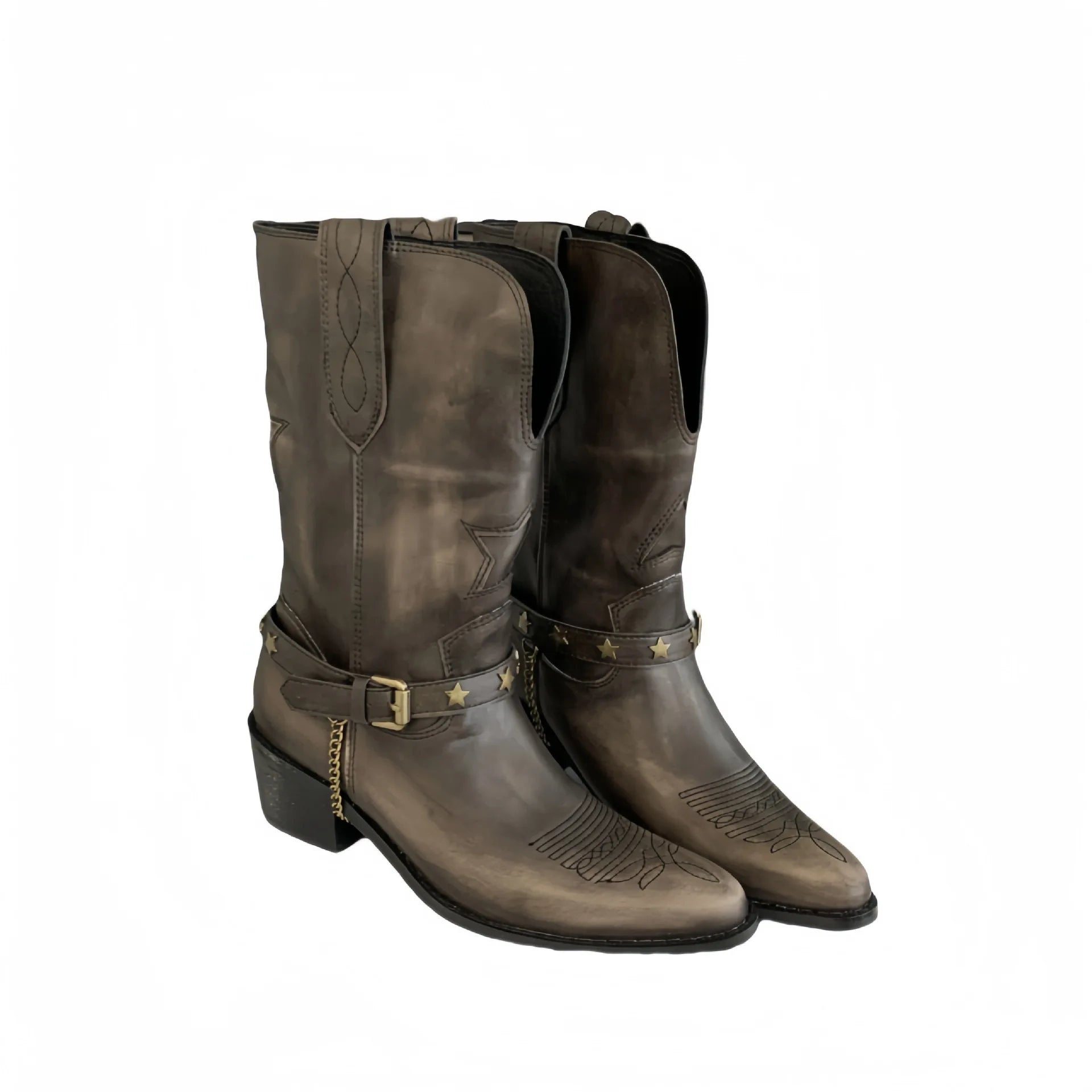 LBSFY  -  Brushing Colors To Make Vintage Western Cowboy Boots for Women New Styles, Sleeve Leather Boots, Brown Knight Boots for Women