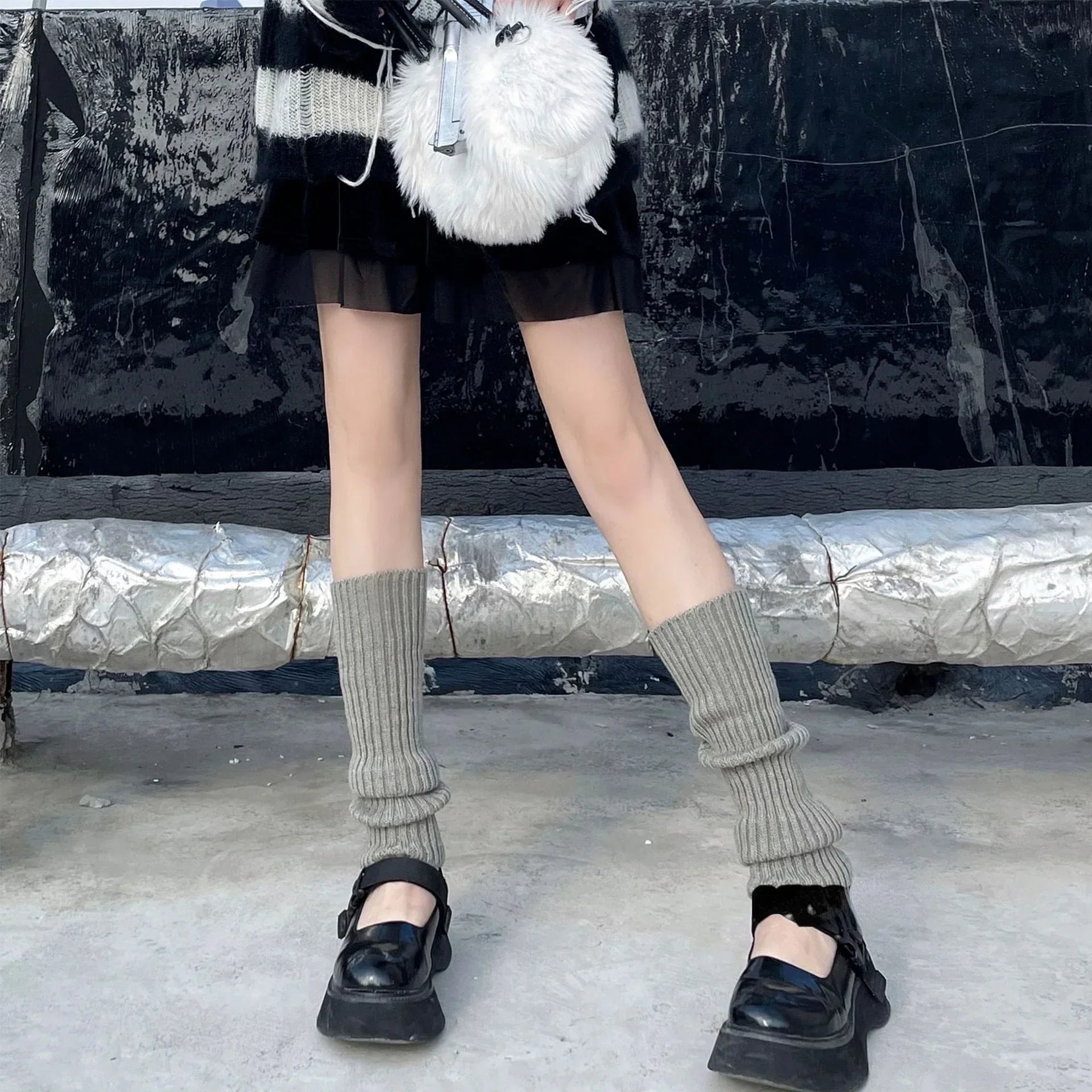 Lbsfy Women's Leg Warmer Lolita Long Socks Knitted Warm White Black Arm Warmer Ladies Autumn Winter Crochet Sock Foot Cover Boot Cuffs