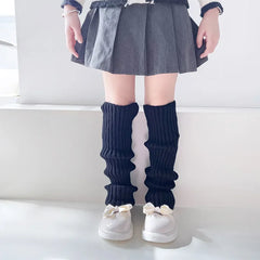 Lbsfy Children JK Lolita Leg Warmer for Girls' Autumn Winter Cute Knitted 40cm Long Foot Cover Y2K Punk Gothic Crochet Socks