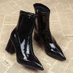 LBSFY -Women Ankle High Heels Chelsea Boots Pointed Toe Shoes Goth Designer Pumps Winter 2025 New Brand Shoes Women Motorcycle Boots