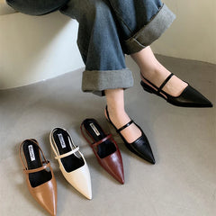 LBSFY  -Summer Women Cover Toe Flats Sandals Fashion Ladies Elegant Soft Leather Dress Singbacks Sandalias
