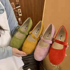 LBSFY -Spring Autumn New Brand Women Flat Shoes Round Toe Shallow Slip on Ladies Casual Ballet Shoes Soft Leather Eelgant Balle