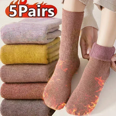 Lbsfy 5/3/1Pairs Winter Cashmere Thicken Socks Women Man Cotton Thermal Wool Warm Stockings Home Floor Sleeping Snow Boots Terry Sox