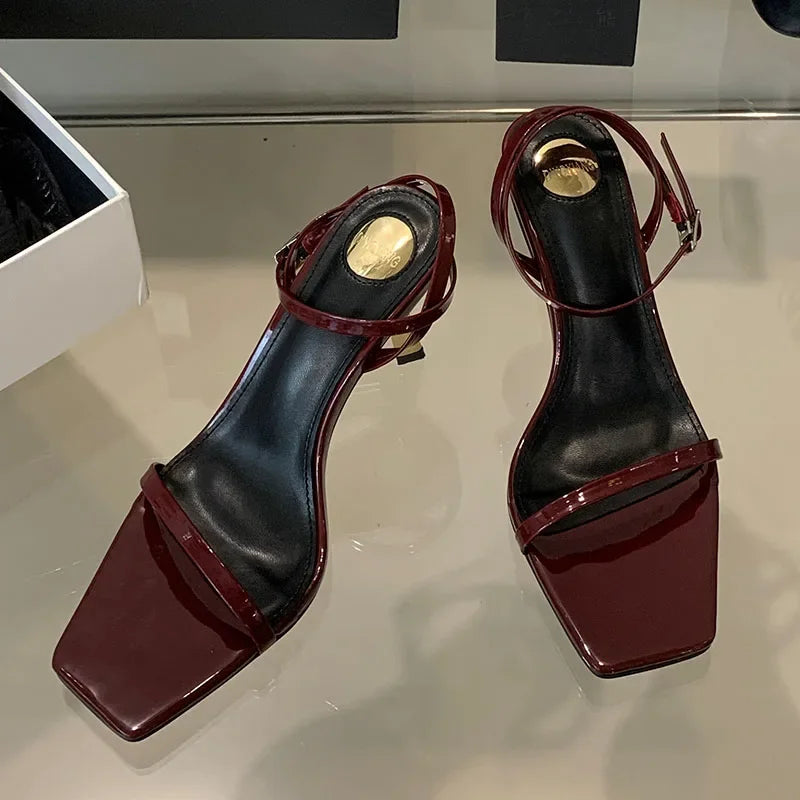 Lbsfy Fashion Thin Heels Sandals Women Open Toe  Ankle Strap High Heels Female Simple Elegant Designer Party Shoes Women Pumps