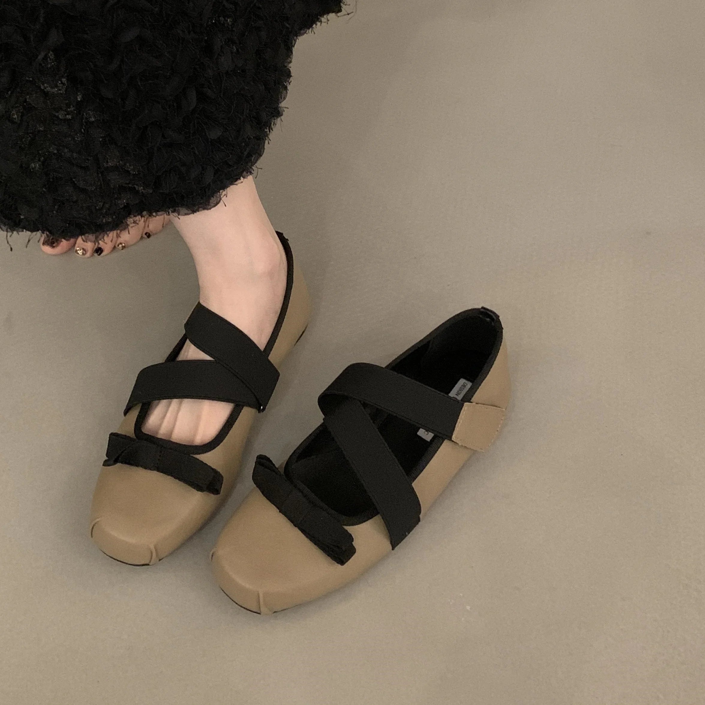 LBSFY  -  2025 Spring Women Flats Fashion Leopard Print Split Toe Shallow Slip On Ladies Mary Jane Soft Flat Heel Ballerina Shoe
