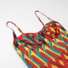 LBSFY  -  2024 Spring New Product Women's Simple, Fashionable, Sexy, Slim Fit Long Printed Hanging Strap Dress