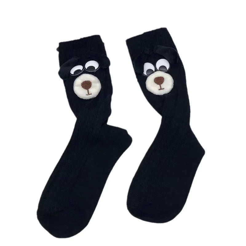 Lbsfy Women Socks Cotton Female Spring Autumn Harajuku Stereoscopic Cute Kawaii Cartoon Puppy Sweet Style Middle Tube Short Crew Socks