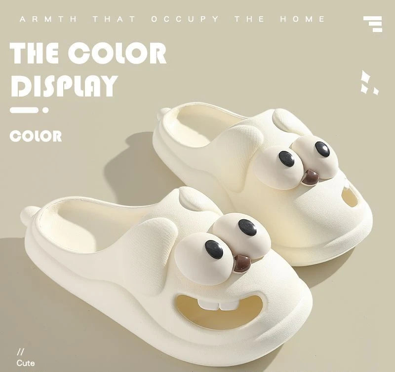 LBSFY - Kiss Slippers Big Eye Dog Slippers,Cute Funny Big Eye Dog Fun Cartoon Package Head Eva Slippers For Women