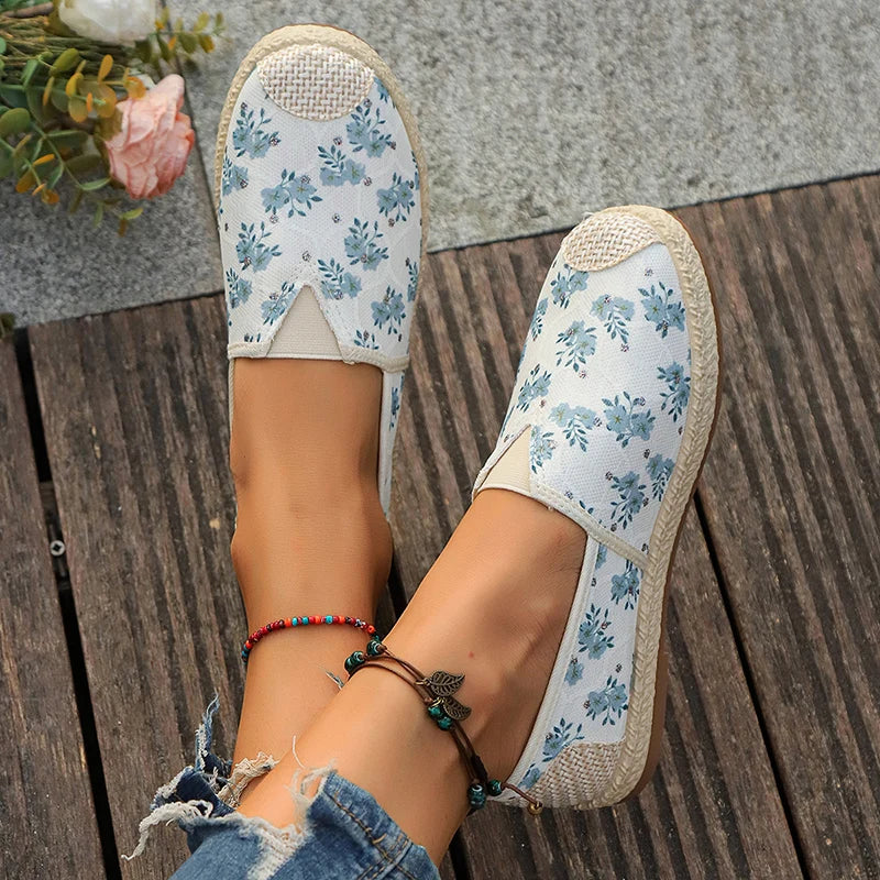 LBSFY  -  Flowers Print Loafers Shoes Women Autumn Slip-On Breathable Canvas Espadrille Shoes Woman Comfort Non-Slip Casual Flats Female