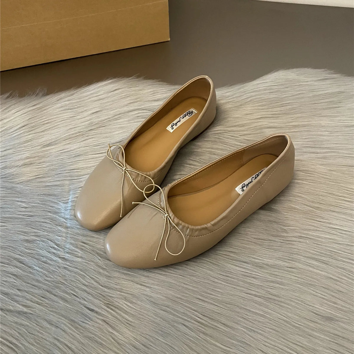 LBSFY -Fashion Bow Tie Flats Ballet Shoes Women Female Ballet Round Toe Shallow Cut Ballerina Soft Moccasin Dress Shoes Zapato