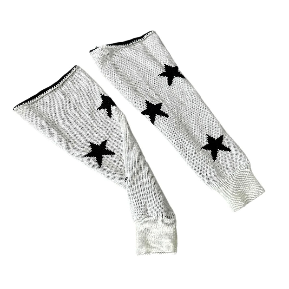 Lbsfy Y2k Star Pattern Knitted Leg Warmers Gothic Loose Leg Cover Sock Girls Winter Casual Leg Protector Stocking JK Thigh High Socks