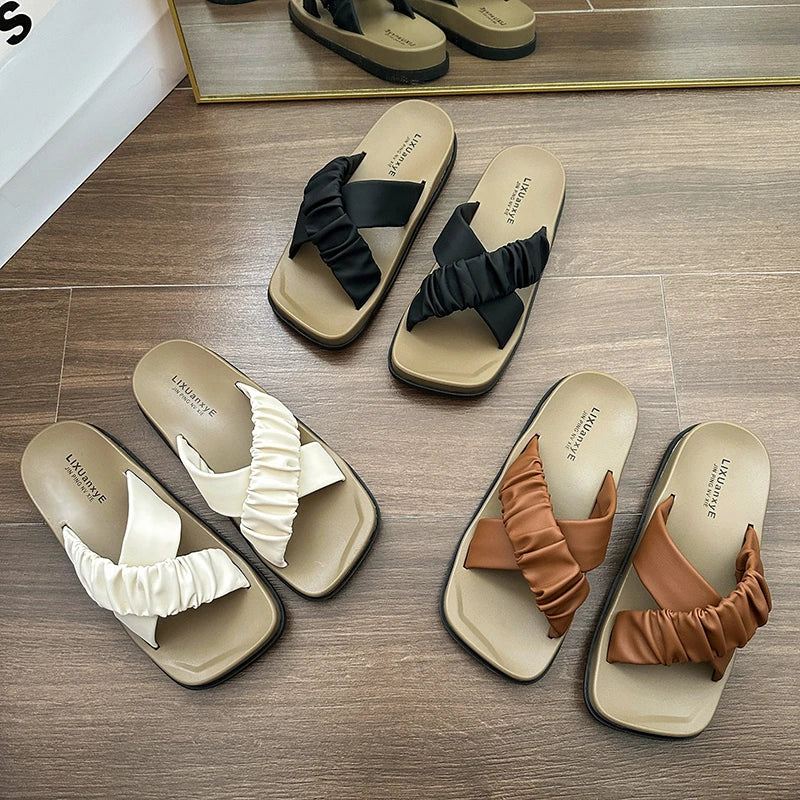 LBSFY  -  2024 Summers Open Toe Women's Slippers Female Gladiator Flats Sandals Ladies Fashion Slip On Outdoor Beach Vacation Slides