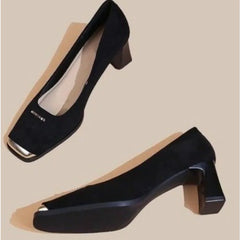 LBSFY -New Style Women's Fashion Leopard Print Buckle Women's Pumps Square Toe Stripper Party Concise Splice Ladies Shoes Zapatos Mujer