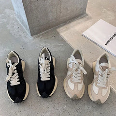LBSFY  -  2024 New Suede Leather Women Sneakers High Quality Lace Up Platform Casual Shoes Fashion Ladies Chunky Sneakers