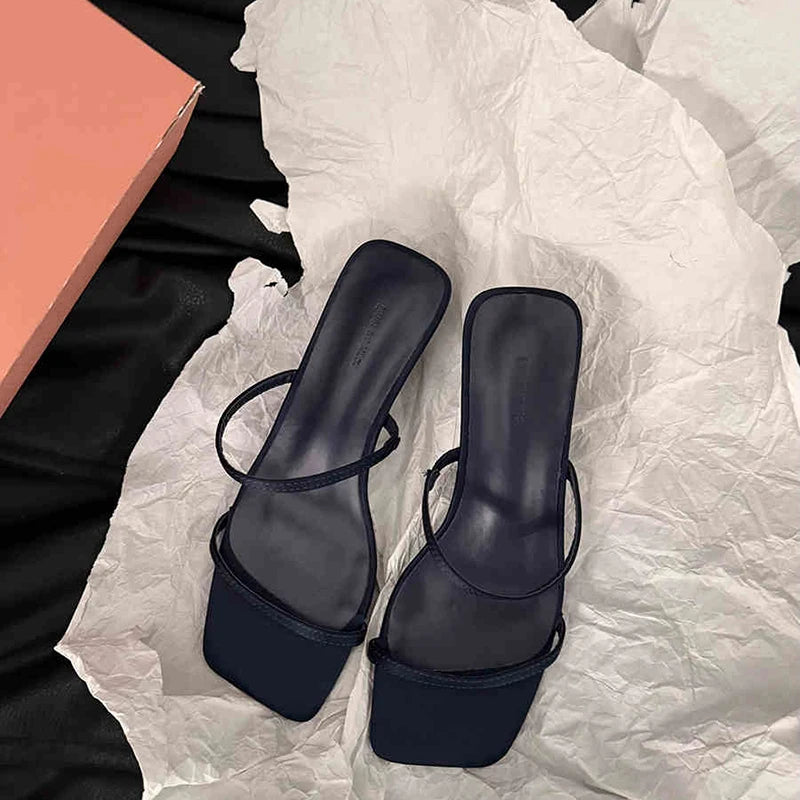 LBSFY  igner Summer Narrow Band Heel Women Slippers Shoes Fashion Open Toe Shoes Design Style Banquet Party Sandals Shoes