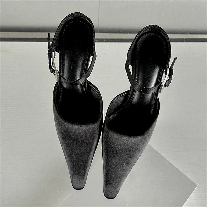 LBSFY -Sexy Thin High Heels Mules Woman Pumps Slippers Elegant Pointed Toe Shallow Buckle Strap Dress Female Shoes