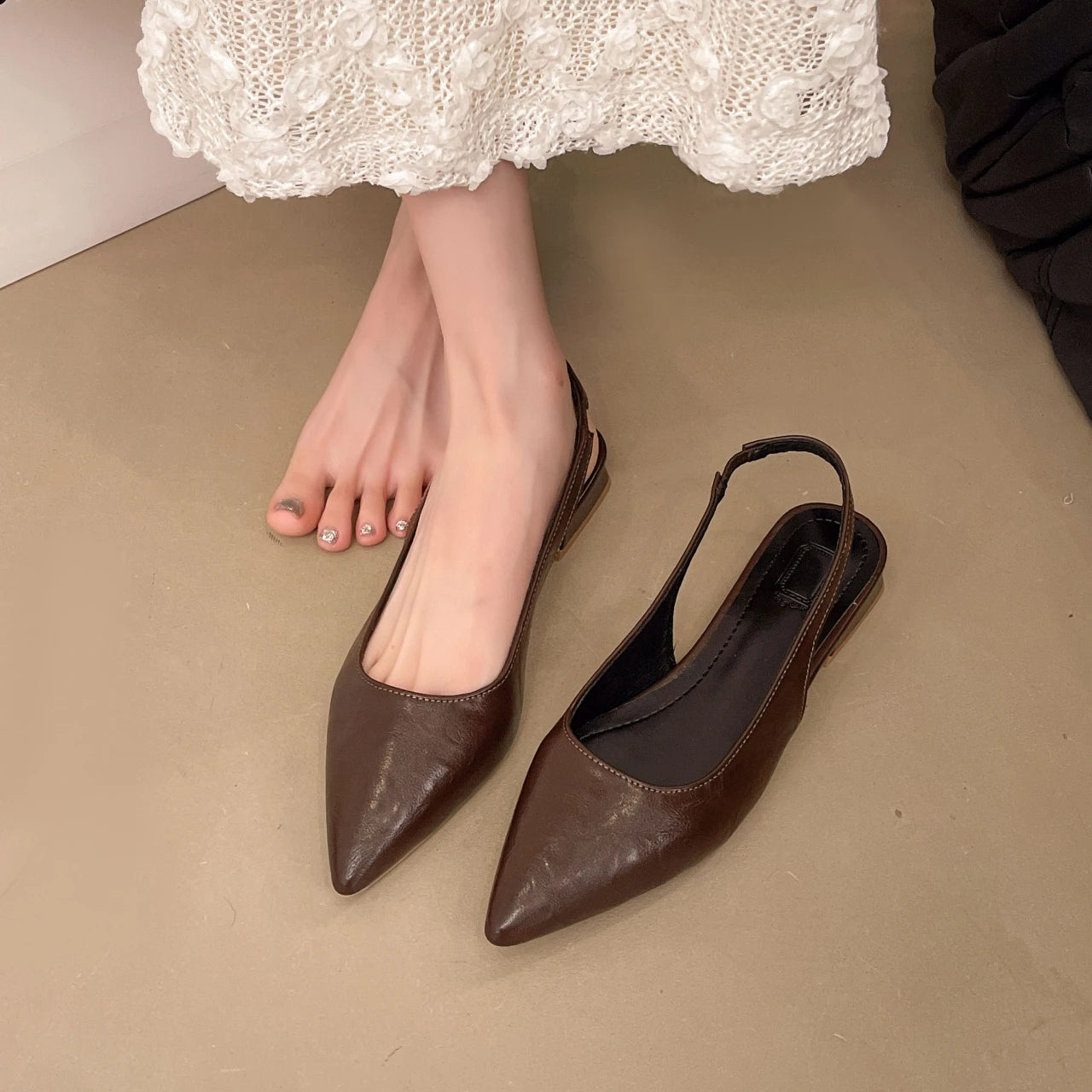 LBSFY -Luxury Elegant Fashion Patent Leather Pointed Toe Women Pumps Elegant Low Heels Sandals Casual Dress Street Style Shoes
