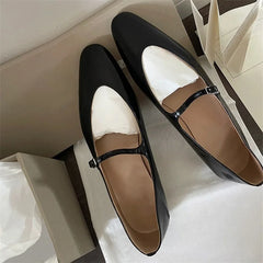 LBSFY -Silver Black Soft Leather Round Toe Women Concise Casual Buckle Strap Flats Mules Ladies Spring Autumn Shoes Zapatos Mujer