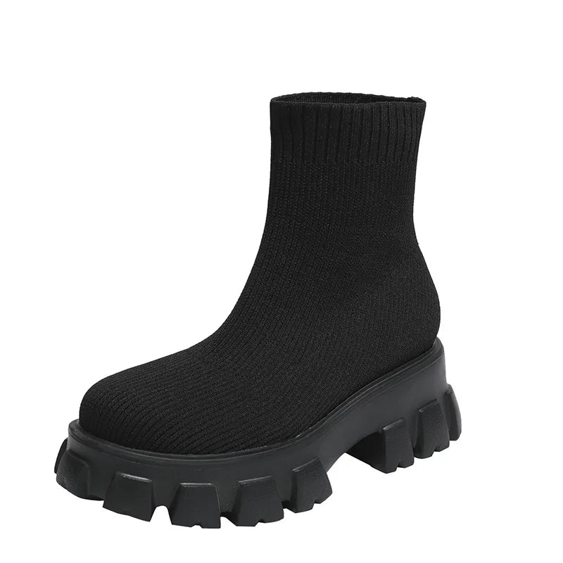 LBSFY  -  35-41 2024 Autumn New Breathable Short Boots Shoes Platform Bottom Women's Socks Boots