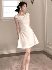 LBSFY -French Vintage Slim Women's Dresses Summer Elegant Slash-Neck A-Line Folds Design Shoulder Wrap New Dresses Party Evening 2025